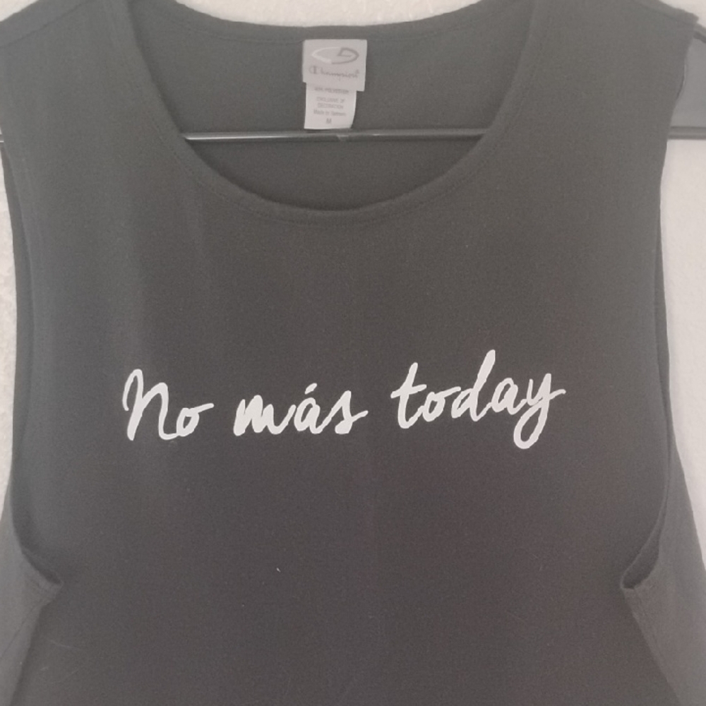 Champion Black Muscle Tee with White Text